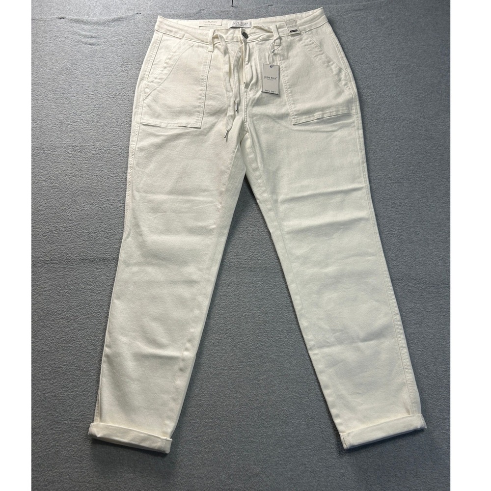 Judy Blue Straight Leg Jeans Womens 15/32‎ White High Waist Utility Drawstring